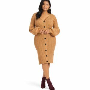 NWT ELOQUII Button Front Ribbed Sweater Dress 18/20 Plus Cozy Luxe Winter Soft